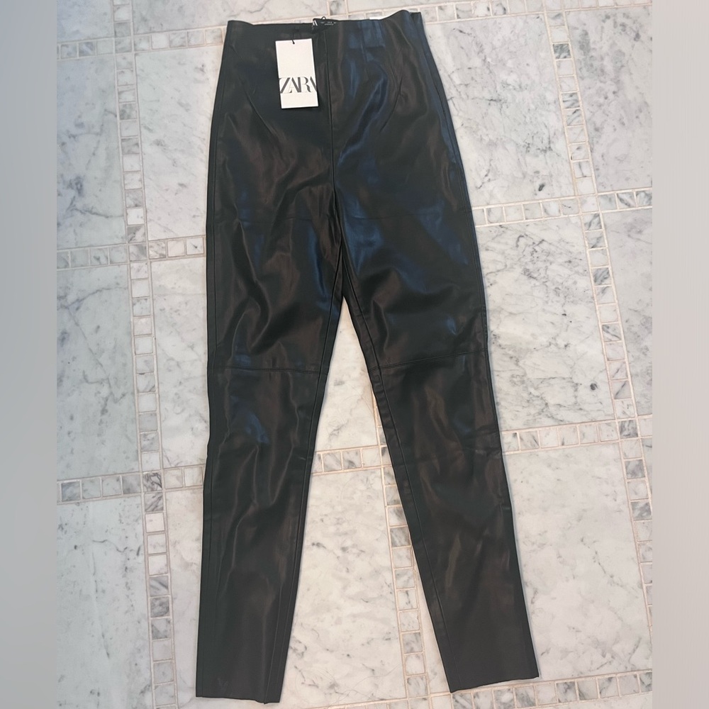 NWT Zara Faux Leather High Rise Legging Size Small